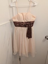 Women S Blush Pink Chiffon Spaghetti Strap Dress Brown Sash Cocktail Party Dress