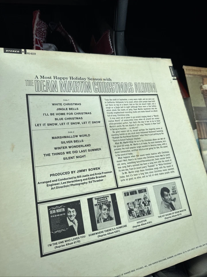 Dean Martin – Christmas Album 1966 Reprise RS 6222 Stereo Jacket/Vinyl - Image 2 of 2