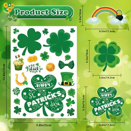 Whaline Lot de 135 autocollants statiques pour fenêtre de la Saint-Patrick - Motif trèfle - Pièces dorées - Pour décorations de fête irlandaises (4
