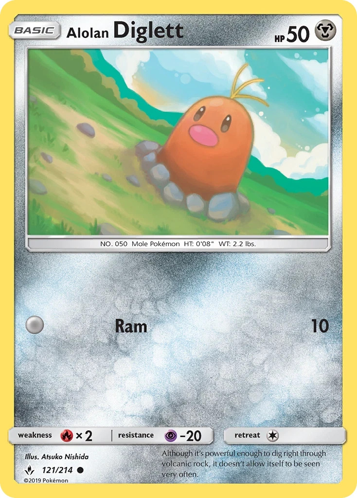 Pokemon ALOLAN DIGLETT Sun & Moon Unbroken Bonds 121/214 NM/Mint PACK FRESH