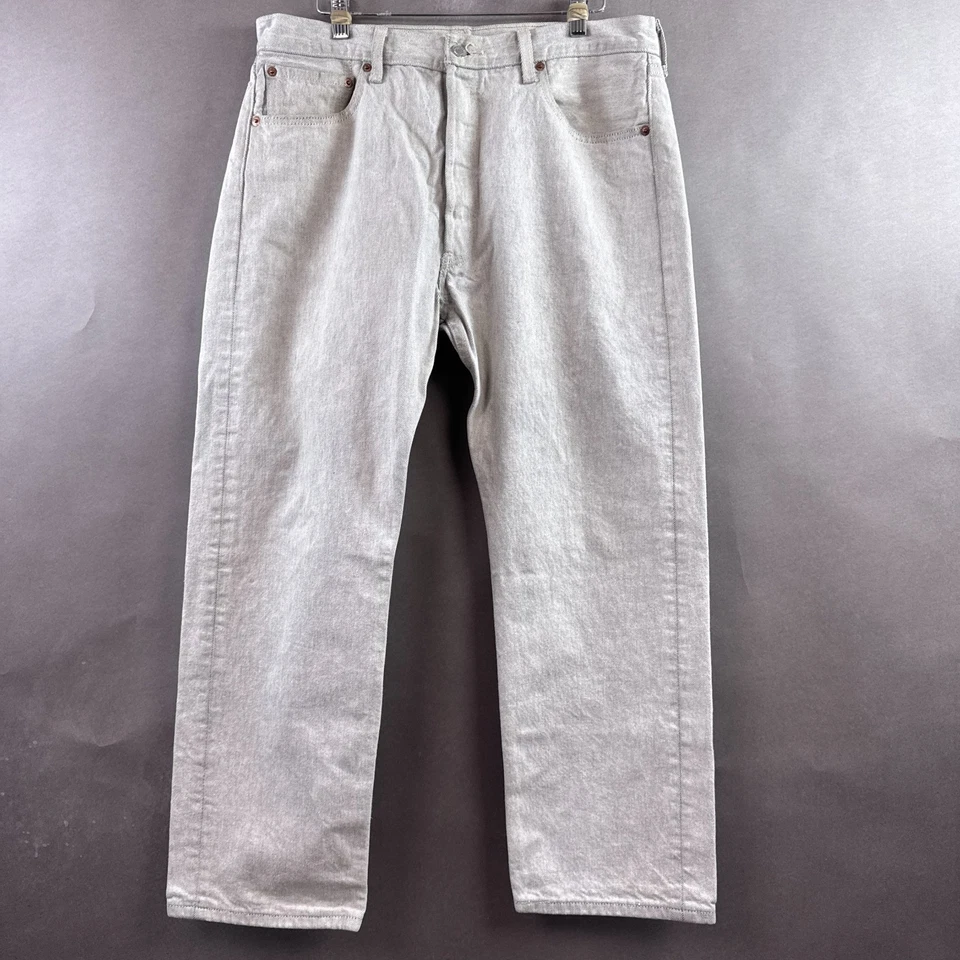 Pantalones de mezclilla Levis 501 para hombre 34x27 grises descoloridos botones rectos (etiqueta 36x30) Foto 2 de 4