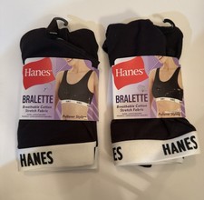 2 Hanes Women s Black or Grey Pullover Bralette Large