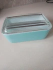 Vintage Pyrex Turquoise Covered Small Loaf Refrigerator Dish 0502 No/Chips