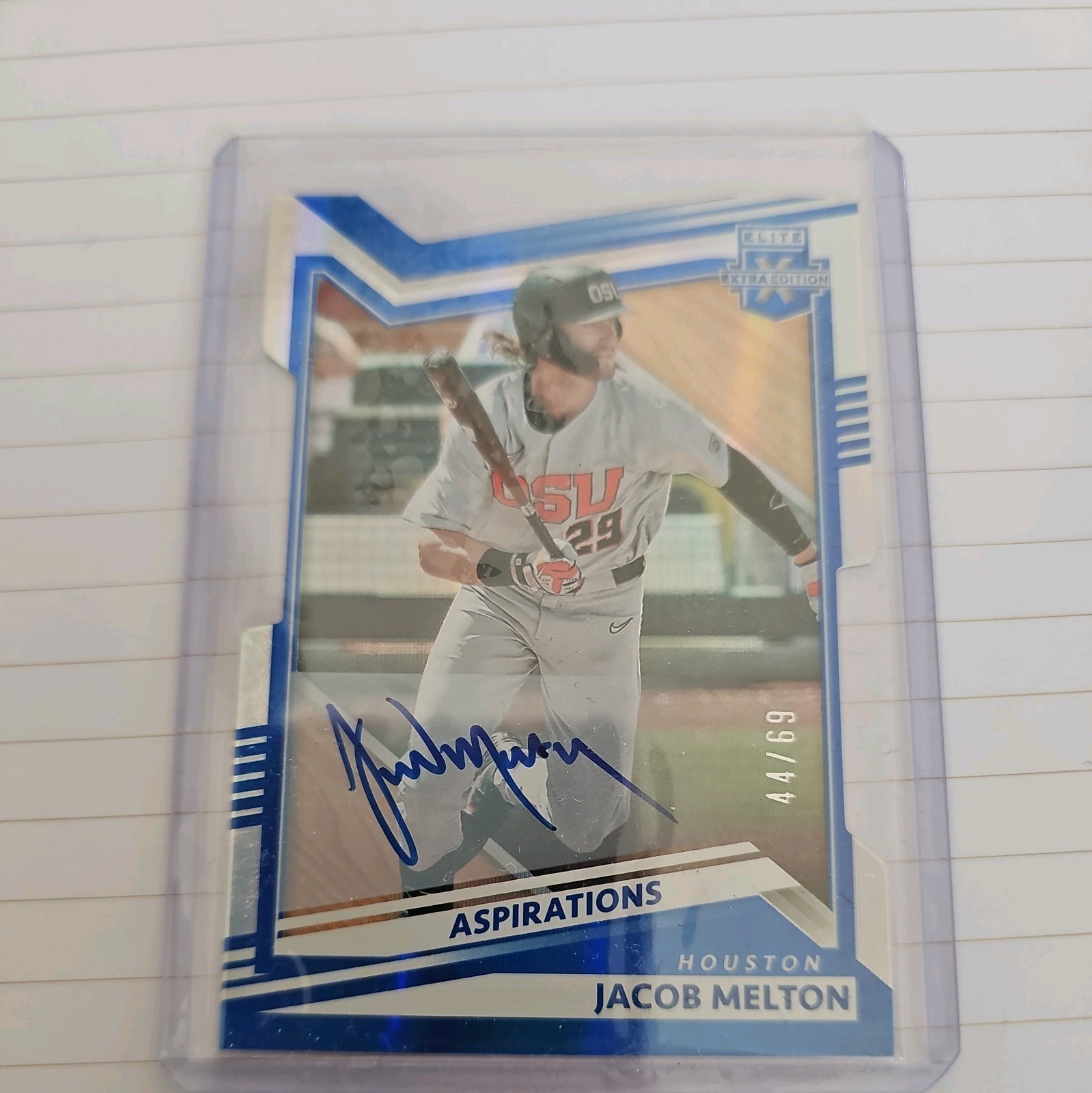 2022 Panini Elite Extra Edition-Jacob Melton Aspirations Die-Cut Signatures/69 