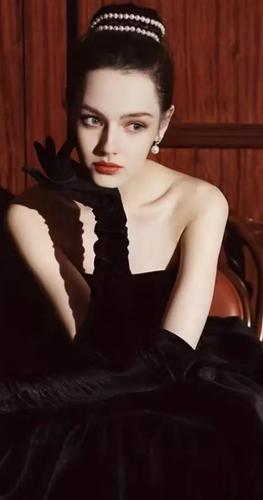 Black Velvet Gloves Women Over Elbow 21in Opera Length +FREE Rhinestone Bracelet - Picture 5 of 9