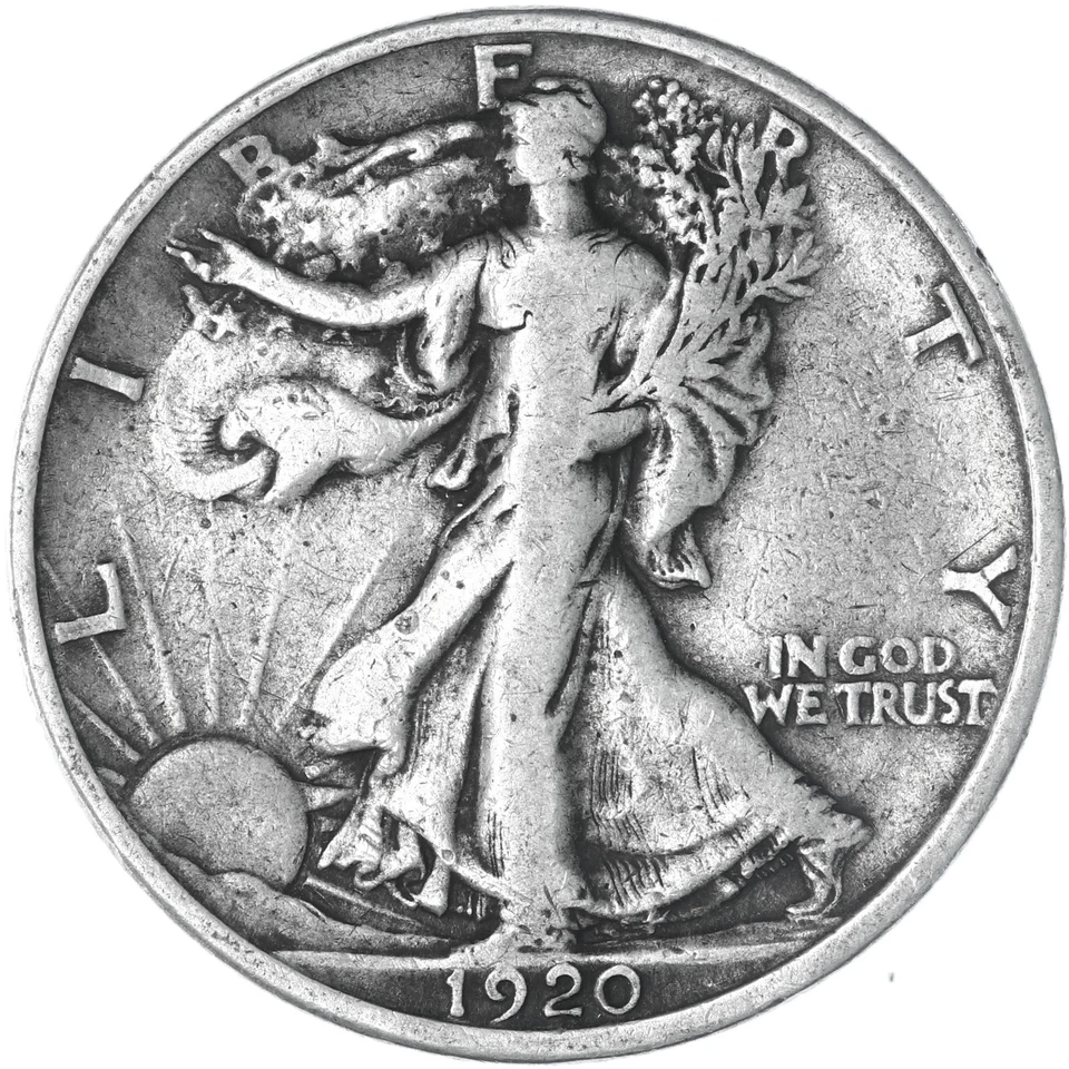 1920 (P) Walking Liberty Half Dollar Fine 90% Silver - Image 3 of 4
