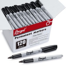 Permanent Markers Bulk, 120 Pack Fine Tip Black Permanent Markers, Waterproof...
