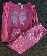 Size 4 Girls 2pc PINK FOILED BOWS Jogger/pants Set Brand New W Tags