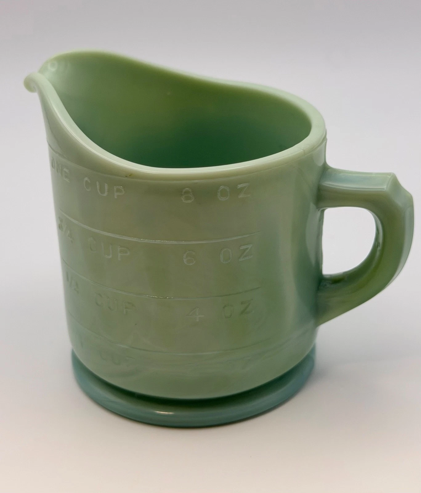 VINTAGE 1960 JADEITE GREEN MEASURING CUP DEPRESSION ERA GLASS RARE