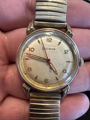 Vintage Bulova Convoy Mens Wrist Watch Gold-Tone Manual Wind L8