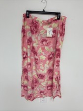 NWT VTG Christopher Banks Pink Floral Maxi Slit Church Lightweight Skirt 14