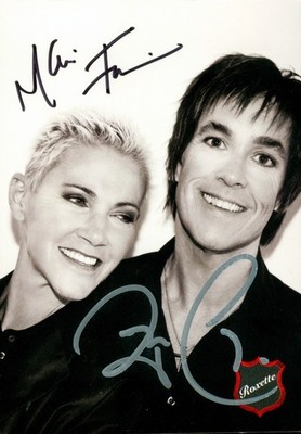 Marie Fredriksson Per Gessle Signed 6x4 Official Promo Card Roxette Autograph