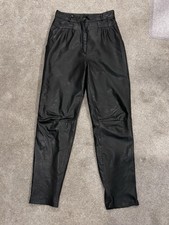 Vintage 80s Toffs Genuine Leather Biker Pants Waist 29   Punk/Goth 