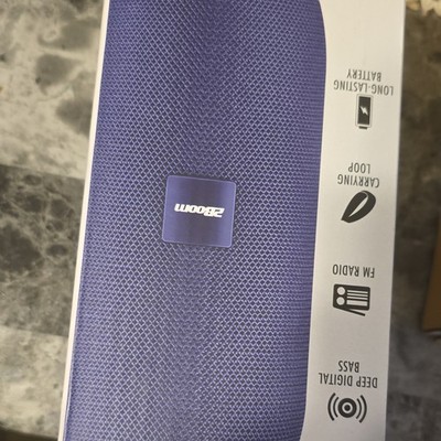 2Boom Portable Speaker Blue FM Radio Deep Digital Bass Long-lasting Battery Loop