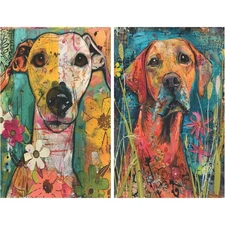 Abstract Dogs #4 | A4 Mulberry Rice Paper | Paper for Decoupage