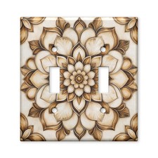 Tan Elegant Gallery Sculpted Floral Mandala Light Switch Plate Cover Decorative