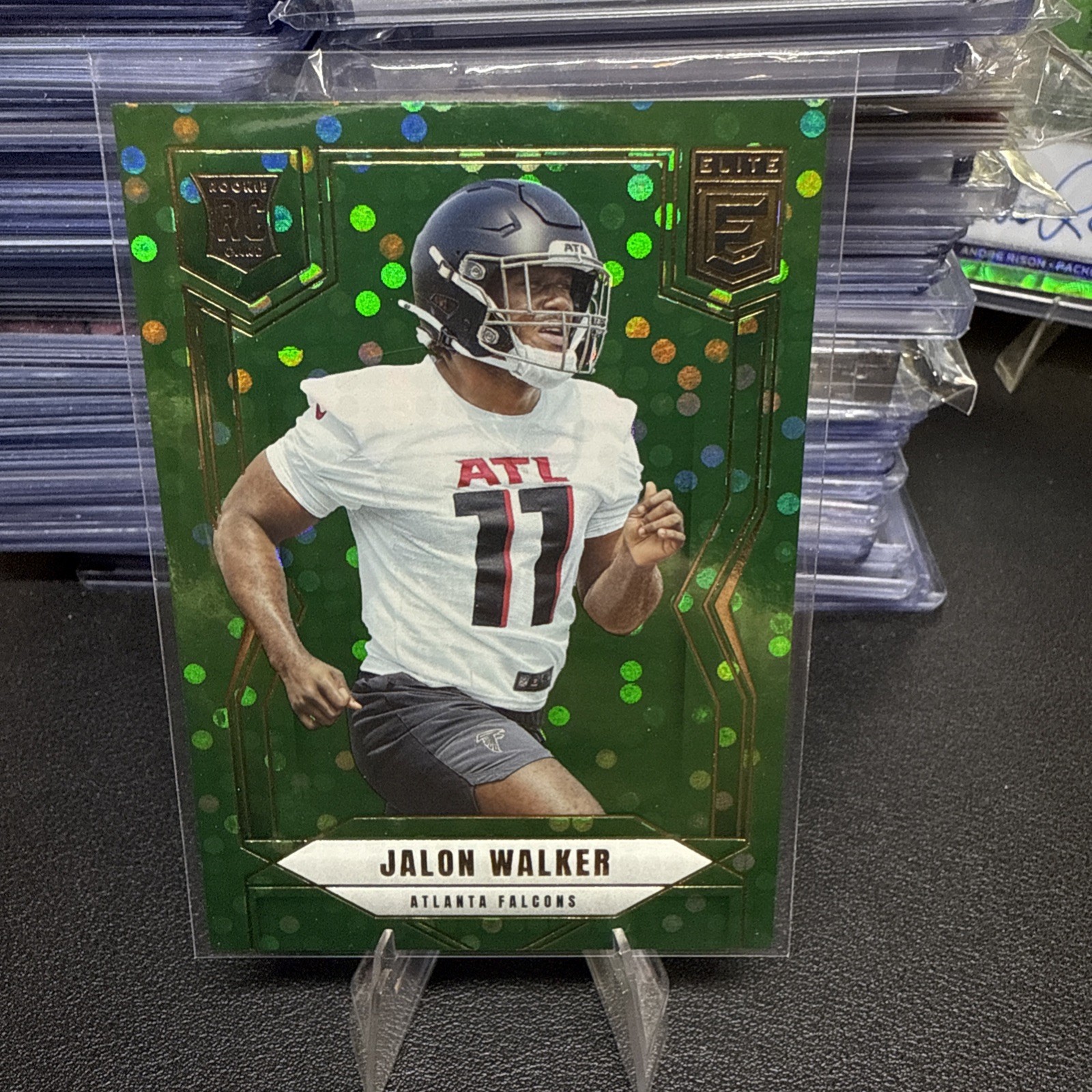 Jalon Walker 2025 Panini Donruss Elite Football Green Disco RC SP #165 Falcons
