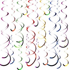 50 PCS Colorful Hanging Swirls Streamers Ceiling Party Decor 6 Colors