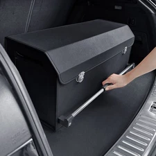 XCF Car Trunk Organizer, Durable Leather Storage Box with Lid and Sturdy Handle