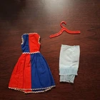Vintage Barbie Fancy Free Blue and Red Block Dress. Hanger And Slip included.