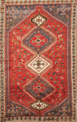 #ad Traditional Red Area Rug 5x8 Handmade Wool Geometric Vintage for Any Room $734.56