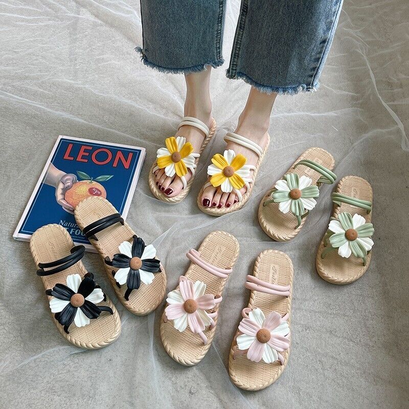 PANTOFOLA D’ORO Sandali donna estivi spiaggia fiori suola morbida spessa romanici outdoor punta aperta