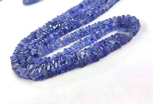 Natural Tanzanite Smooth Heishi Cut Beads 16" AAA+ Square Beads 4-5mm Gemstone - Picture 2 of 4