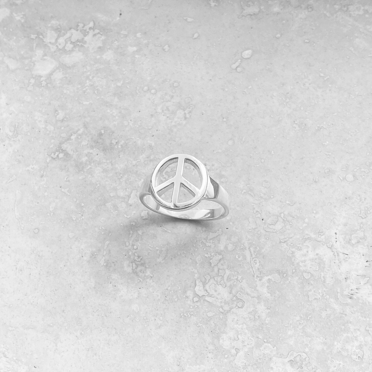 Sterling Silver High Polish Peace Sign Ring, Silver Rings, Love