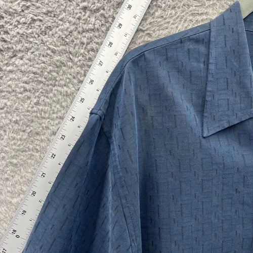 Indie Grunge Men's Navy Blue Textured Button Down Casual Shirt L 90s baggy - Picture 5 of 8