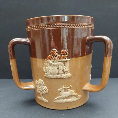Doulton Lambeth large Loving Cup / Tyg - Hunting Scenes - 19th C - Picture 3 of 14