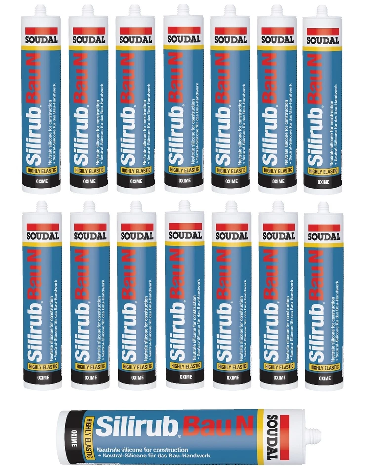 15x Soudal Silirub Bau N Bausilikon Silikon Silicon Dichtstoff 300ml