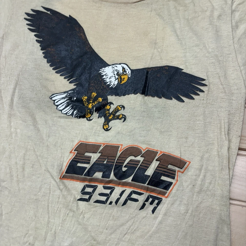 Camisa De Colección Años 80 Eagle 93.1FM Radio Station Promo “Plays Real Rock” Talla M Foto 3 de 4