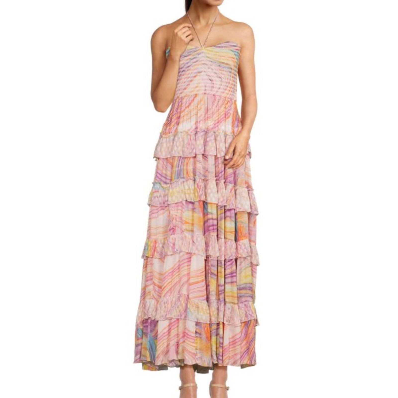 ROCOCO SAND Eira Pattern Tiered Maxi Dress NWT Small