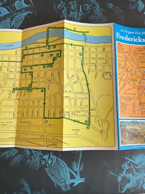 Historic City Fredericksburg Virginia c60s Map Travel Brochure George Washington
