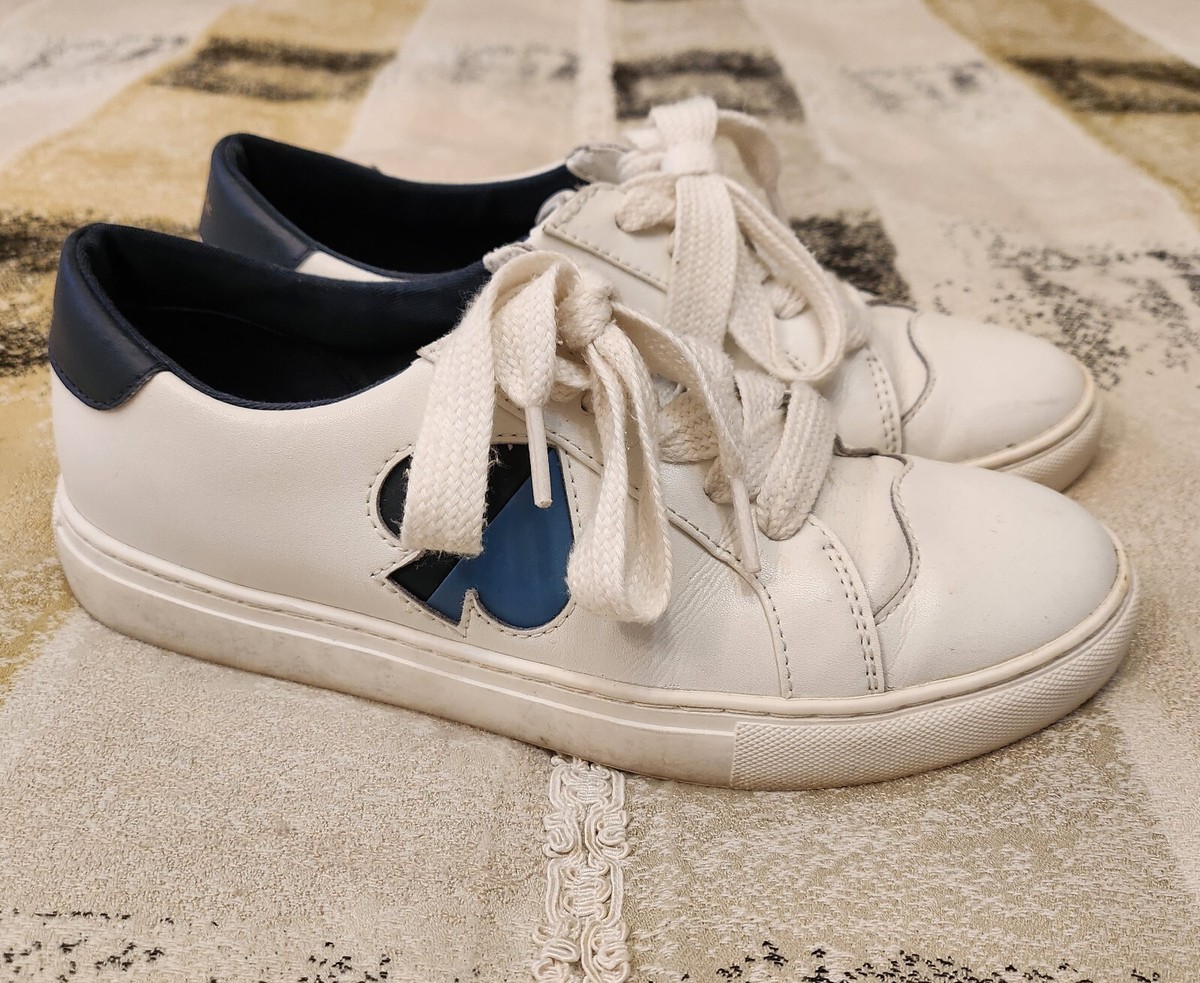 kate spade new york Womens Size B 38 Fez White Leather Lace Up Sneaker  Shoes