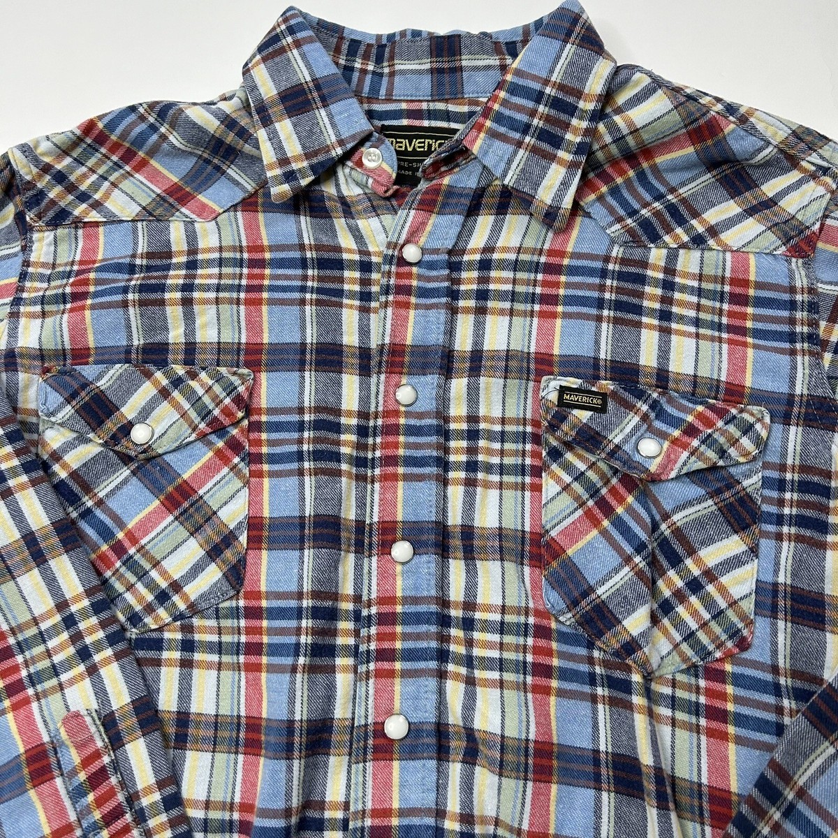 トップス 80's/b.v.d./print flannel shirt GU × Kim Jones Flannel Check Color Block Shirt Red/Navy Size
