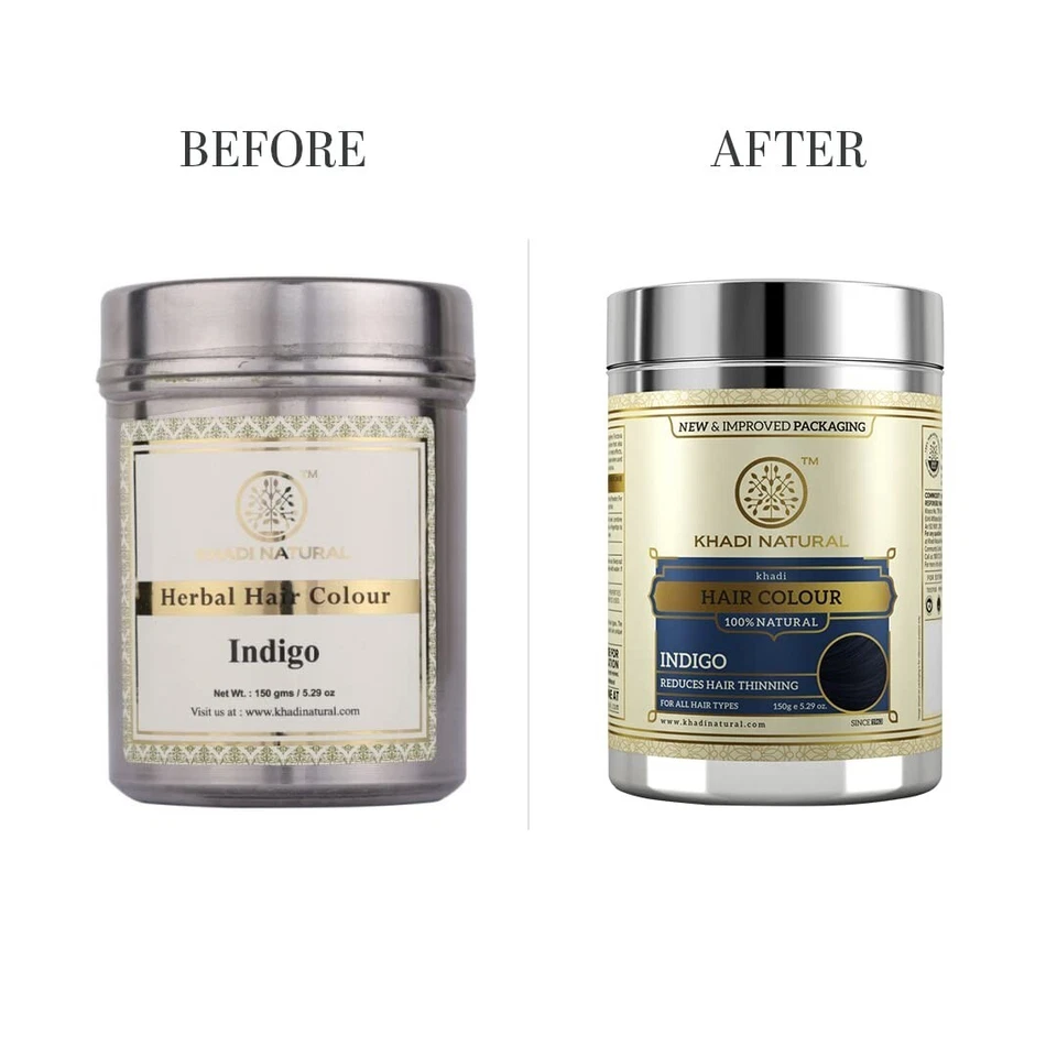 Color de cabello a base de hierbas naturales Khadi, 150 g/índigo|color de cabello a base de hierbas/oculta el cabello gris Foto 4 de 4