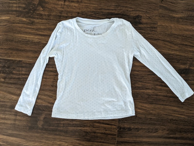 Size 4 5 Peek Pale Blue Silver Stars Top Girl Top Shirt Long Sleeve Tee