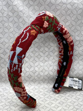 Lele Sadoughi Meadow Embroidered Kids Knotted Headband Ruby Red