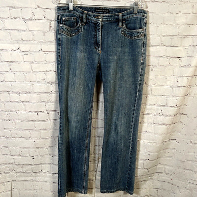 Luisa Cerano  Womens Size US 12 Blue Embroidered Rivets Denim Jeans