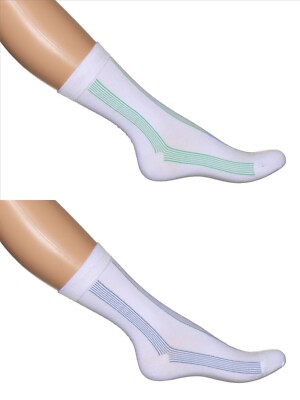 BONNIE DOON Damen ~ VERTICAL STRIPE Sock ~ Streifen ~ white/summer sky~ 36-42 ~