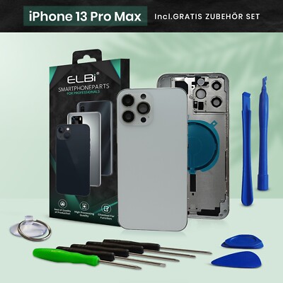 Backcover für iPhone 13 Pro Max Weiß Gehäuse Rückseite Glas Frame Housing ELBI