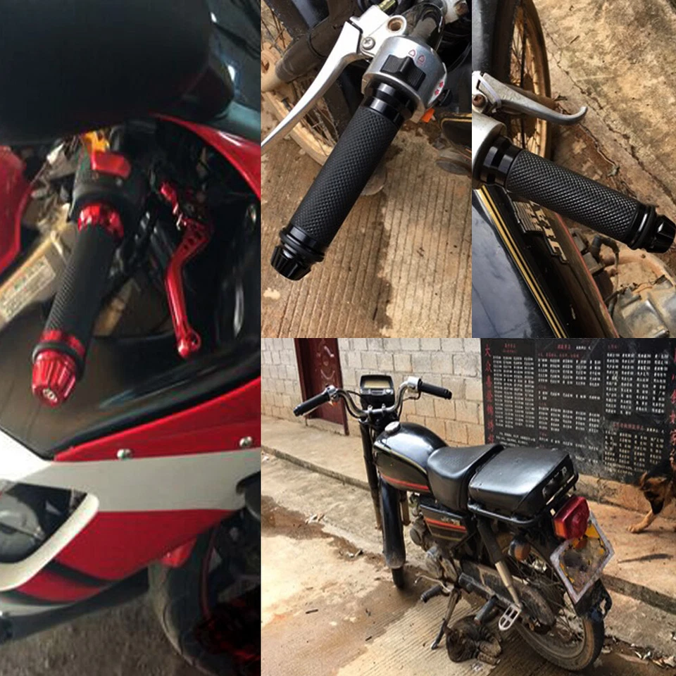 一对 7/8 英寸 22 毫米车把手柄黑色橡胶摩托车运动自行车山地车 — 第 3/4 张图片