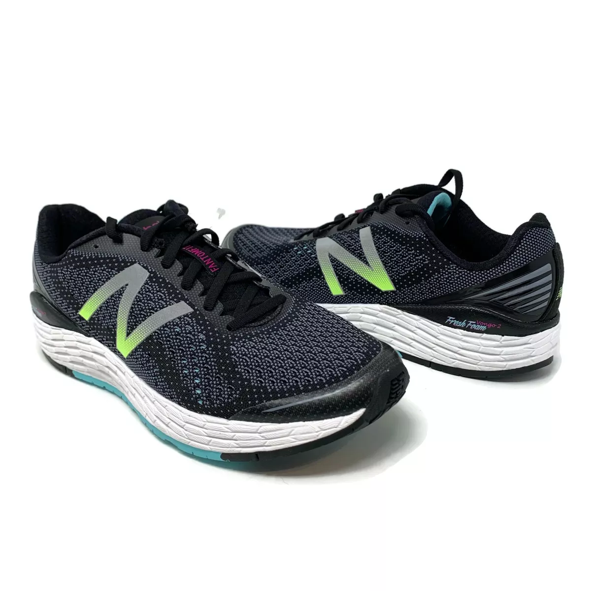New Balance Women s Sz 6.5 Black Blue Fresh Foam Vongo V2 Running Shoes WVNGOBS2