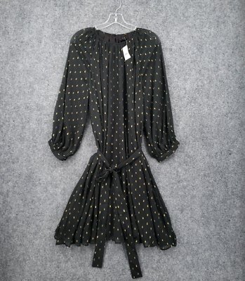 NEW Ann Taylor Dress Womens XL Black Mini Sheer Fit Flare Babydoll Long  Sleeve | eBay