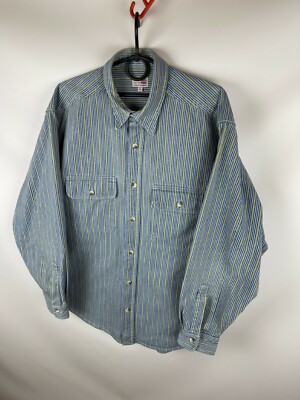 Levi's vintage 90s striped multicolour denim heavy shirt | eBay Levi's vintage 90s striped multicolour denim heavy shirt | eBay