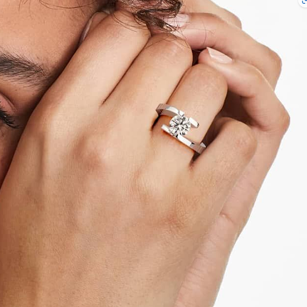 Ct Round Cut Lab Created Diamond Engagement Ring 14K White Gold