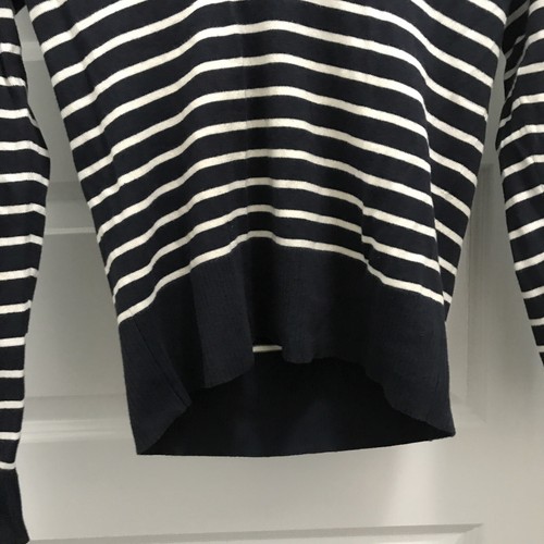 Banana Republic Sweater Womens Small Blue Striped Shawl Collar Long Sleeve - Picture 2 of 8