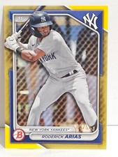 2024 Bowman Prospects Roderick Arias #BP-100 Gold Border 1/50 FIRST Yankees HOT