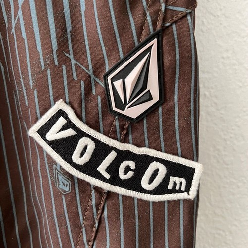 Volcom Men's 38 Brown Gray Striped Board Shorts Bathing Suit Swim Trunks - Picture 5 of 5
